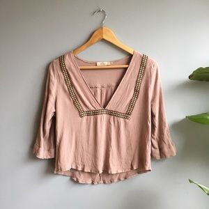Bohemian Embroidered Top, V Neck